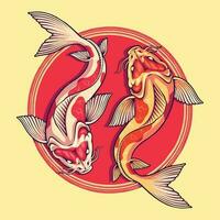 Japonais koi poisson yin Yang logo illustration vecteur