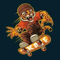 tigre patin sport logo mascotte illustration vecteur