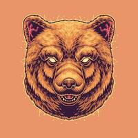 illustration de mascotte tête d'ours en colère vecteur