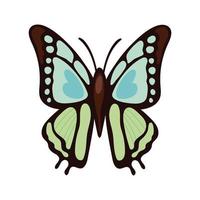 icône de style plat insecte vert beau papillon vecteur