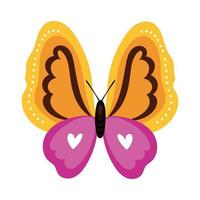 icône de style plat insecte jaune beau papillon vecteur