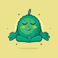 calme durian fruit personnage mascotte avec yoga méditation pose isolé dessin animé dans plat style conception vecteur