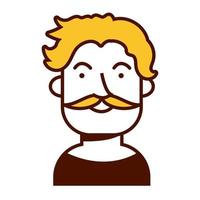 jeune homme blond avec caractère avatar moustache vecteur
