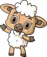 dessin animé marrant peu mouton posant vecteur