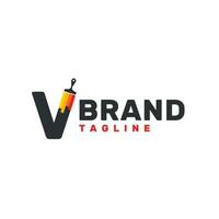 lettre v logo avec peindre brosse - alphabet v avec peindre brosse logo conception vecteur