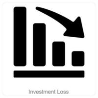 investissement perte et diagramme icône concept vecteur