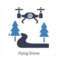 en volant drone et drone icône concept vecteur