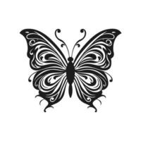 tatouage papillon ligne art tribal noir sur blanc Contexte ,papillon tatouage isolé sur blanc vecteur