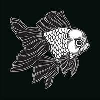 main tiré or poisson aquatique noir blanc ancien foncé art pour tatouage et Vêtements illustration vecteur