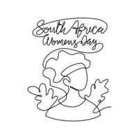 un continu ligne dessin de Sud Afrique nationale femmes journée sur août 9e. Sud Afrique nationale journée conception dans Facile linéaire style. Sud Afrique aux femmes journée conception concept vecteur illustration