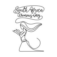 un continu ligne dessin de Sud Afrique nationale femmes journée sur août 9e. Sud Afrique nationale journée conception dans Facile linéaire style. Sud Afrique aux femmes journée conception concept vecteur illustration