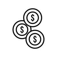 icône de style de ligne pièces argent dollars vecteur