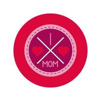 bloc de timbre de sceau de fête des mères et icône de style plat vecteur