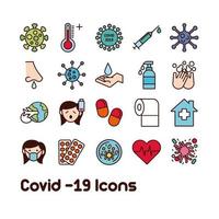 bundle of covid19 set d & # 39; icônes vecteur