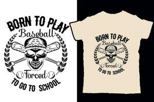 née à jouer base-ball forcé à aller à école vecteur t chemise conception