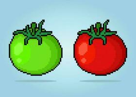 tomates dans 8 bit pixel art. des légumes pour Jeu atout et traverser point modèle dans vecteur