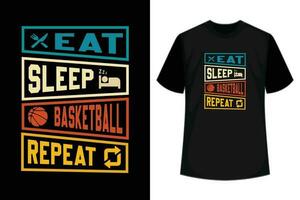 manger dormir répétition de basket-ball - conception de t-shirt de basket-ball, image vectorielle, affiche ou modèle. vecteur