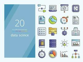 Les données science ligne Couleur icône pour Télécharger vecteur