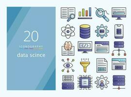 Les données science ligne Couleur icône pour Télécharger vecteur