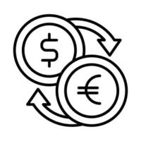 style de ligne des pièces en dollars et en euros vecteur