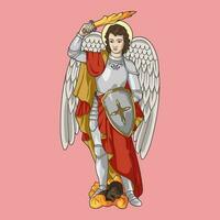 Saint Michael archange coloré vecteur illustration