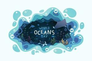 fond de la journée mondiale des océans avec le monde sous marin de l'écosystème de l'environnement vecteur