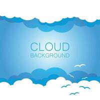 des nuages dans le ciel avec Soleil des rayons. plat vecteur illustration dans dessin animé style. bleu coloré Contexte.