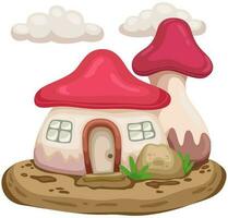 dessin animé illustration mignonne champignon maison vecteur