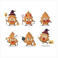 Halloween expression émoticônes avec dessin animé personnage de biscuits arbre vecteur