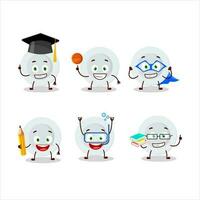 école étudiant de Nouveau blanc assiette dessin animé personnage avec divers expressions vecteur