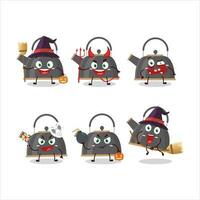 Halloween expression émoticônes avec dessin animé personnage de noir théière vecteur