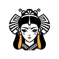 embrasse le beauté et mystique de Japonais culture avec une dessiné à la main geisha fille illustration, idéal pour captivant logo dessins avec une toucher de tradition vecteur