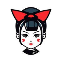 de manière complexe main tiré Japonais geisha fille illustration, parfait pour création unique et visuellement étourdissant logo dessins vecteur