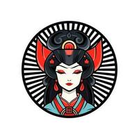 embrasse le beauté et mystique de Japonais culture avec une dessiné à la main geisha fille illustration, idéal pour captivant logo dessins avec une toucher de tradition vecteur