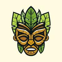 embrasse le esprit de le îles avec une en bois tiki masque tribal logo. unique, gras, et plein de symbolisme, il apporte une toucher de authenticité à votre marque vecteur