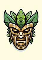 embrasse le esprit de le îles avec une en bois tiki masque tribal logo. unique, gras, et plein de symbolisme, il apporte une toucher de authenticité à votre marque vecteur