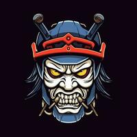 zombi samouraï armure main tiré logo conception illustration vecteur