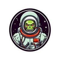 zombi astronaute main tiré logo conception illustration vecteur