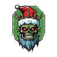 déchaîner le Mort-vivant cette vacances saison avec une Père Noël zombi main tiré logo conception illustration cette ajoute une effrayant torsion à traditionnel festivités vecteur