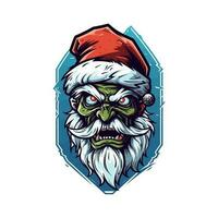 une effrayant torsion sur le classique personnage, Père Noël zombi main tiré logo conception illustration apporte vacances horreur à la vie vecteur