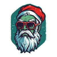 des lunettes de soleil Père Noël zombi main tiré logo conception illustration vecteur