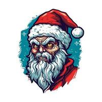 Père Noël zombi main tiré logo conception illustration vecteur