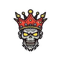 zombi crâne tête portant une couronne vecteur agrafe art illustration