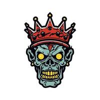 zombi crâne tête portant une couronne vecteur agrafe art illustration
