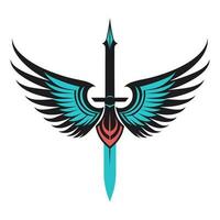 épée ailes logo symboles vecteur agrafe art illustration