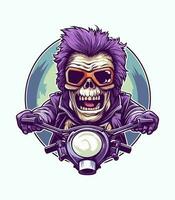 crâne zombi équitation moto illustration vecteur