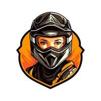 motocross logo fille casque vecteur agrafe art illustration