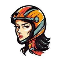 motocross logo fille casque vecteur agrafe art illustration