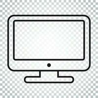 ordinateur vecteur illustration dans ligne style. moniteur plat icône. la télé symbole. Facile affaires concept pictogramme sur isolé Contexte.