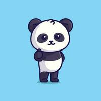 mignonne Panda les pouces en haut Facile dessin animé vecteur illustration animal la nature icône